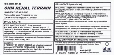 Terrain Box Label English (Ohm Renal Terrain Label)